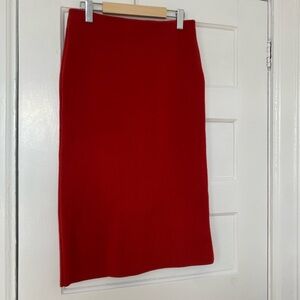 COS red knit wool midi skirt